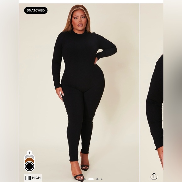 Fashion Nova Pants - Fashion Nova Black Ribbed Long Sleeve Slim Jumpsuit